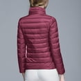 thumbnail image 4 of Women Lightweight Puffer Jacket Standing Collar Down Coat Solid Color Quilted Casual Feather Warm Outerwear, 4 of 6