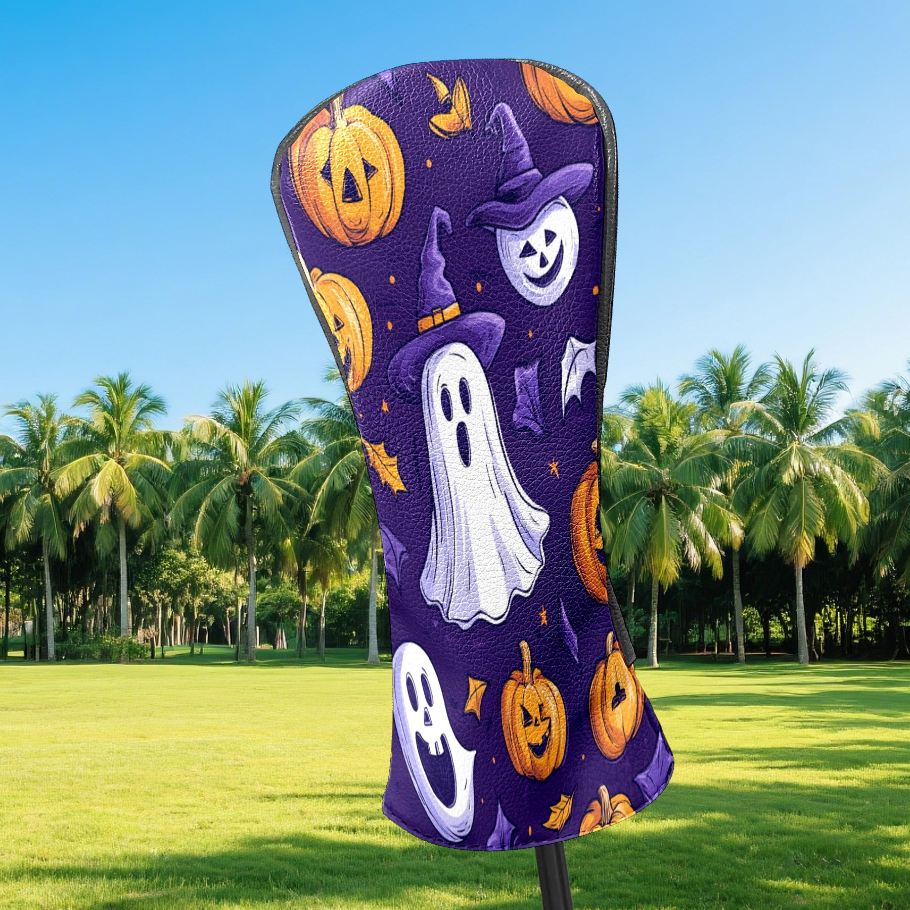 Golf Club Covers PU Leather Waterproof Head Covers for Fairway Woods Hybrids Halloween Party