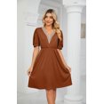 thumbnail image 3 of Purcoar Women's Summer Dress Short Sleeve V-Neck Midi Dress With Pocket, 3 of 8