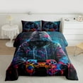 thumbnail image 3 of Manfei Splash Gamepad Lover Queen Comforter Set, Graffiti Artwork Bedding Sets, Modern Video Game Player Reversible Bedding Comforter Set, Microfiber Bedroom Decor, 3 Pieces, 3 of 9