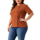 thumbnail image 4 of Blusa de Día de la Madre para Mujeres de Talla Grande Agnes Orinda, de Manga Corta, Cuello Redondo, de Algodón y Lino, Talla 3X, Marrón, 4 of 6