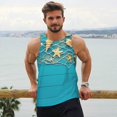 thumbnail image 6 of Picia Seashells And Fishing Net On Blue Wooden Table Printed Men’s Performance Tank, Men's Workout Tank Top Moisture-Wicking Tank Top Muscle tee, Breathable Workout Shirt-XX-Large, 6 of 7