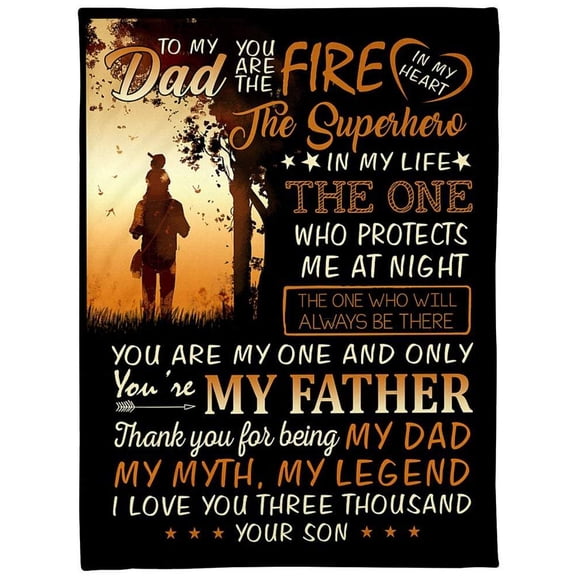 To My Dad Thank You For Being My Dad, Fleece Blanket Father From Son For Birthday Home Decor Bedding Couch, 30x40in Fleece Blanket