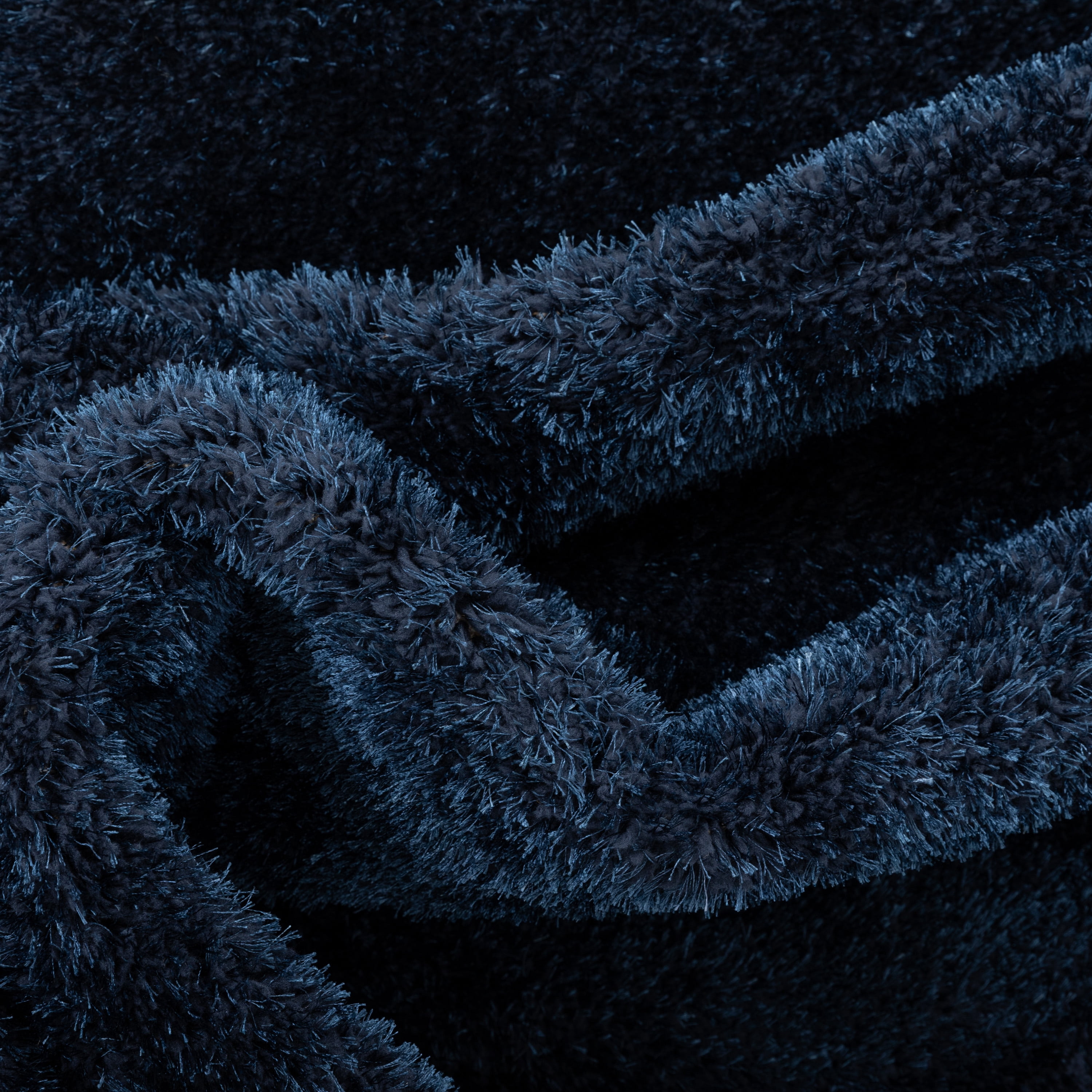 Well Woven Rainbow Chroma Glam SolidTwo-Tone Soft Shimmer Pile Indigo Blue Shag 7'10" x 9'10" Area Rug