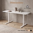 thumbnail image 4 of 63" Electric Standing Desk with 3 Memory Heights and 2 Hanging Hooks, Adjustable Height Sit Stand Home Office Desk,White, 4 of 8