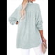 thumbnail image 3 of Blusas Casuales de Larga con Cuello en V y Botones para Mujer, Blusas Lisas de Gran Tamaño. Azul XXL, 3 of 7