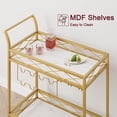 thumbnail image 3 of Juiluna Gold Bar Cart, 2 Tier Bar Carts for The Home, Bar Carts with 4 Wheels, White Marble Finish Wood Shelf, Wine Rack & Glass Holder for Kitchen, Living Room, Dining Room, 3 of 7