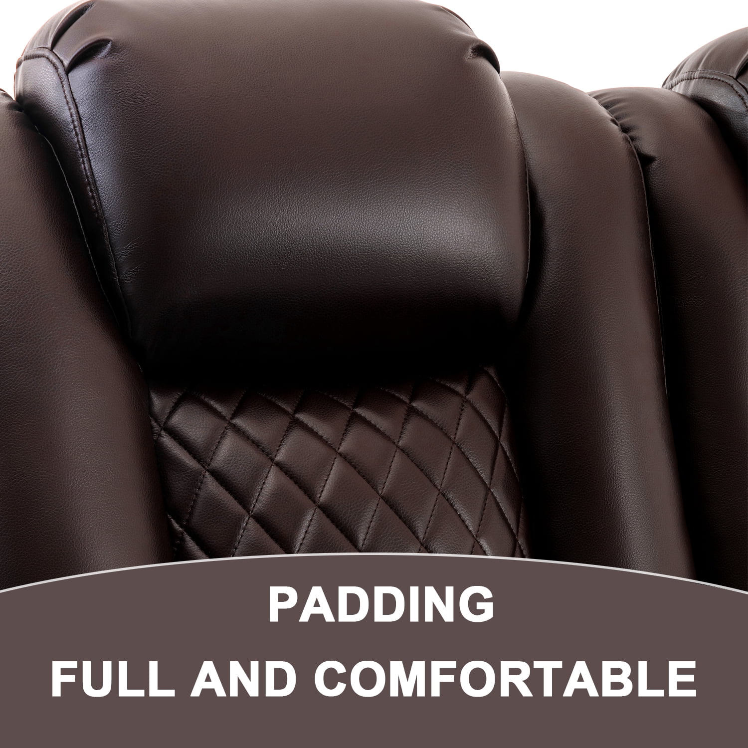 57" Loveseat Recliner, Recliner Sofa with 3 Cup Holders and 2 Pillows, Wall Hugger Recliners & 135° Reclining Loveseat (Brown PU Leather Furniture)