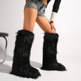 thumbnail image 4 of Women's Winter Fluffy Faux Fur Knee High Snow Boots Warm Plush Furry Outdoor Y2K Boots, 4 of 5