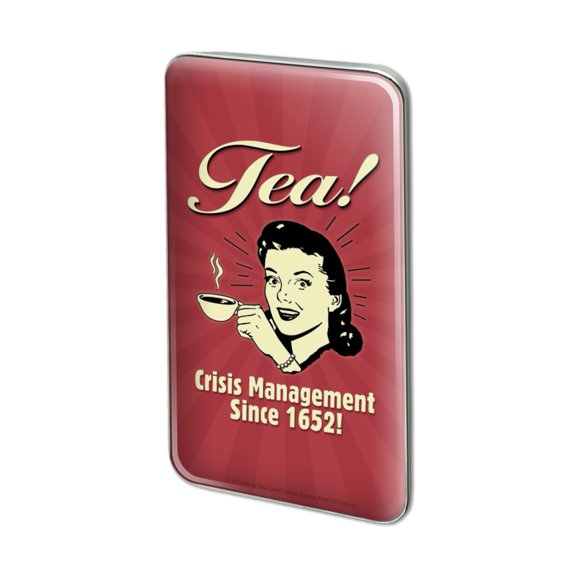 Tea Crisis Management Since 1652 Funny Humor Retro Metal Rectangle Lapel Hat Pin Tie Tack Pinback