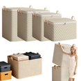 thumbnail image 2 of Large Capacity Fabric Storage Bin with Side Handles, Foldable Organizer Box for Clothes, Bedding, Blankets, Bedroom Closet, 2 of 9