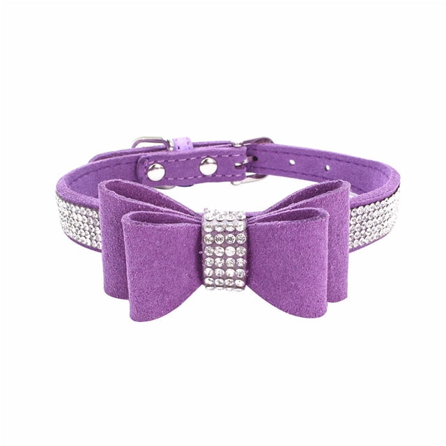 Adjustable Bling Crystal Pet Collars with Bowknot for Dogs Cats Wear