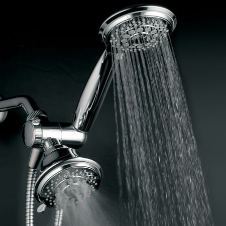 30-Setting Dual Shower Heads Combo With Extra Long 6 ft. Stainless Steel Shower