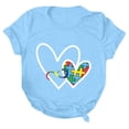thumbnail image 4 of Sakmal Short Sleeve T Shirts For Women Graphic Autism Awareness Heart Crew Neck Asd Relaxed Fit Casual Spring Tops For Women 2025, 4 of 5