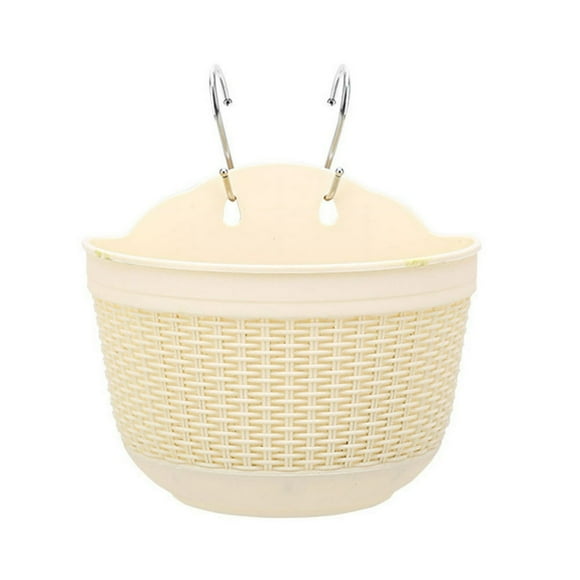 CNKOO Wall Hanging Planters Railing Hanging Planters Plastic Plants Pot Wall Mounted Hanging Basket Fence Flower Pots Plants Container with Hooks 1pc
