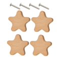 thumbnail image 2 of Tongina 4 Pieces Wooden Cabinet Knobs Furniture Knobs Modern with Screws Drawer Pull Knobs Wood Drawer Knobs for Shelf Kitchen Closet Star, 2 of 6