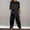 Black, variant on Summer Saving 2024 Womens Two Piece Sets Lounge 2 Piece Outfits Ribbed Knit Shorts and Long Sleeve Button Down Top Tracksuit 2024 For Women Gifts