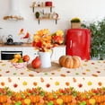 thumbnail image 5 of HOWAF 3 Pack Fall Thanksgiving Tablecloth, Happy Thanksgiving Pumpkin Maple Leaves Rectangle Disposable Waterproof Plastic Table Cover for Hello Fall Autumn Harvest Decoration Supplies, 54”x108”, 5 of 7