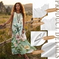 thumbnail image 7 of Jiueut Hummingbird Flower Print Summer Dresses for Women Linen Look Casual Maxi Dress Beach Vacation Long Sundresses Breathable Sleeveless Tank Dress with Pockets, 2XL, 7 of 7