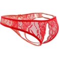 thumbnail image 2 of XmhyTop Bragas Sexy para Mujer con Encaje Floral y Sin Entrepierna, Tejido Elástico, Diseño Atractivo y Cómodo para Momentos Especiales,Talle S Rojo, 2 of 5