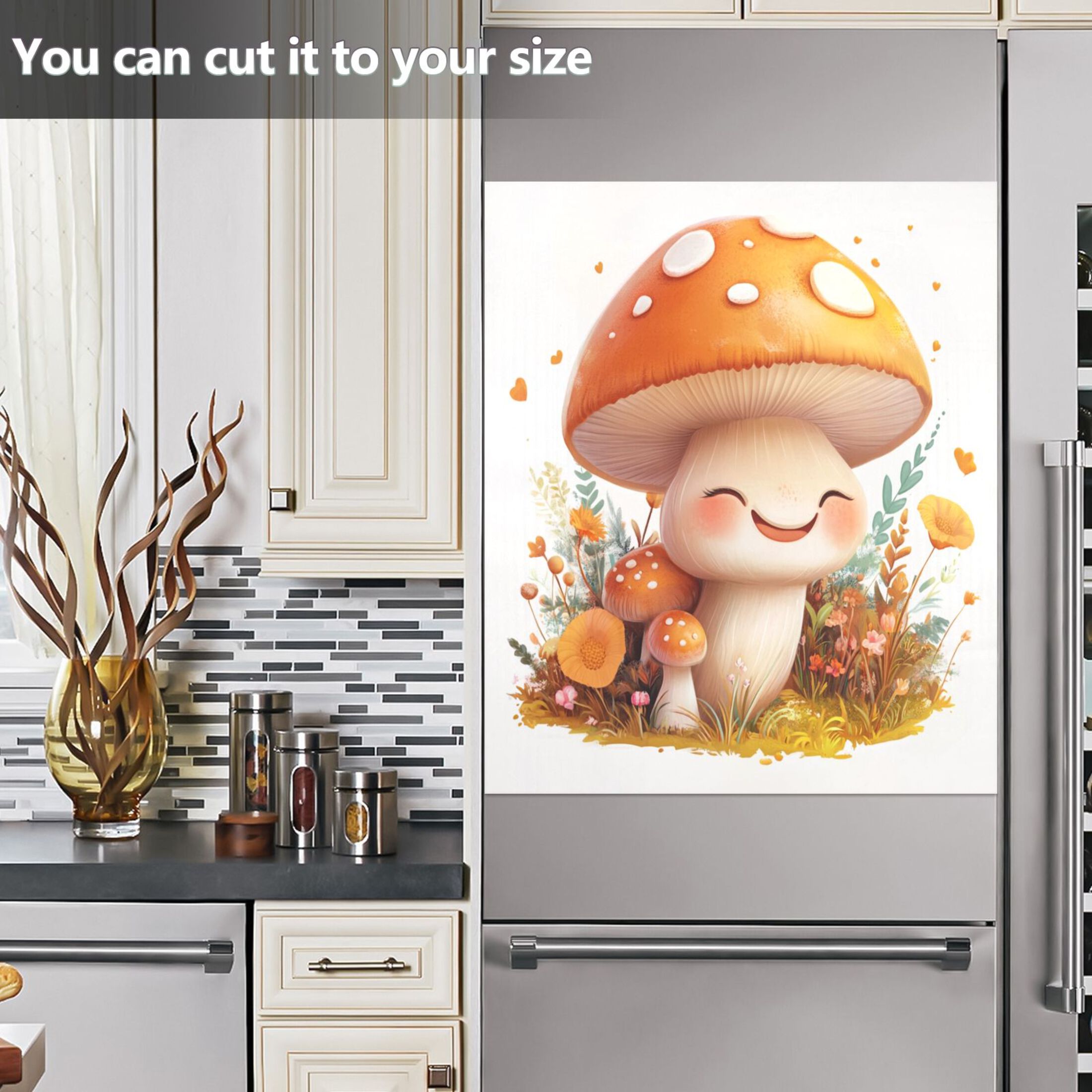 Dishwasher Magnetic Sticker 23x26 Inch Refrigerator Magnetic Sticker Washing Machine Magnetic Sticker Kitchen Panel Magnetic Sticker Home Decor Super Cute Orange Mushrooms