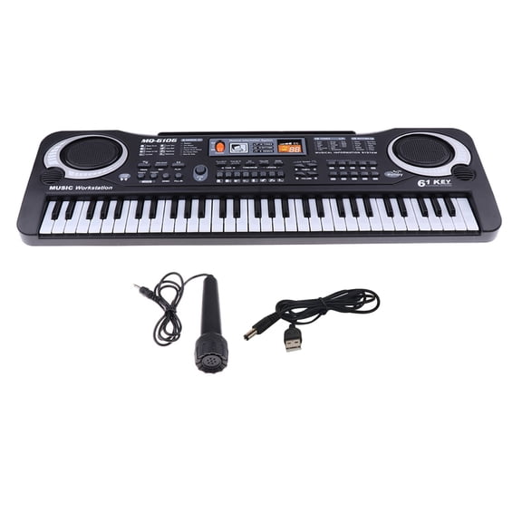 Piano Multifuncional 61 teclas con Micrófono Sunnimix Teclado de piano digital de 61 teclas Negro