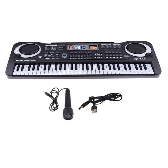Piano Multifuncional 61 teclas con Micrófono Sunnimix Teclado de piano digital de 61 teclas Negro