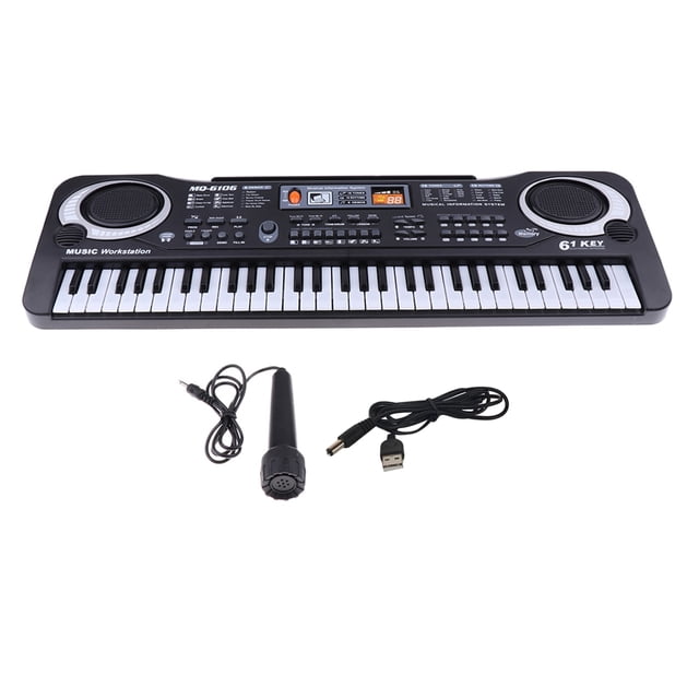 Piano Multifuncional 61 teclas con Micrófono Sunnimix Teclado de piano digital de 61 teclas Negro