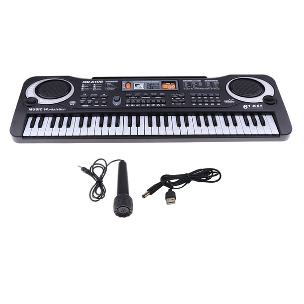 Piano Multifuncional 61 teclas con Micrófono Sunnimix Teclado de piano digital de 61 teclas Negro