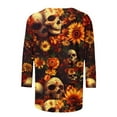 thumbnail image 4 of Xdegoge Dia De Los Muertos Shirt Women Day of The Dead Shirts Mexico Skeleton 3/4 Sleeve Tops Plus Size Mexican Skull Tequila T Shirt Vintage Holiday Party Blouses Tequila Costume Crew Neck Tshirts, 4 of 5