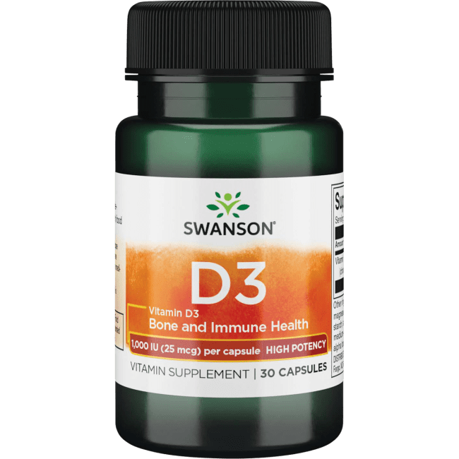 Swanson Vitamin D3 - High Potency 1,000 Iu 30 Capsules. - Walmart.com ...