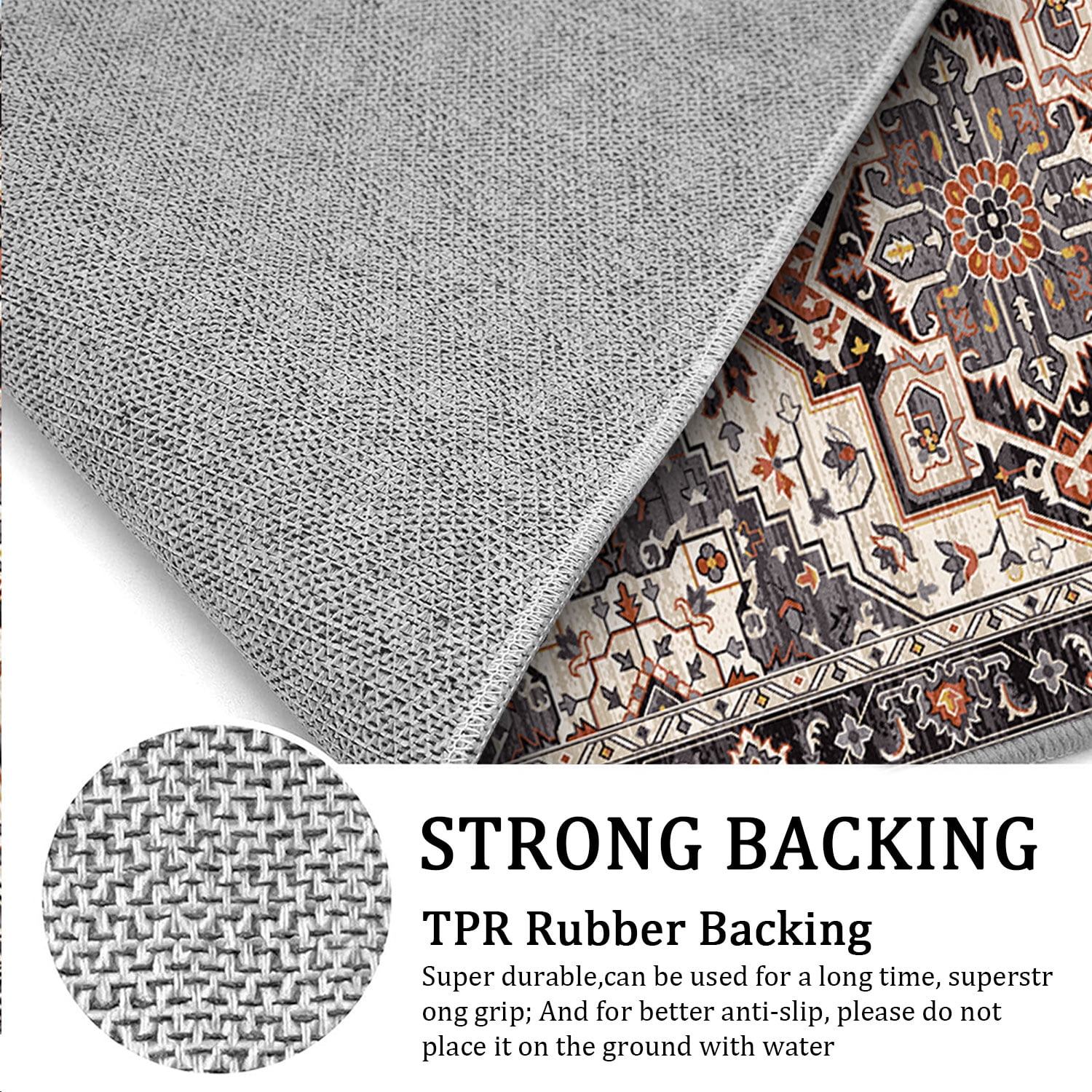 TECHVIDA 2'x6' Hallway Runner Rug Boho,Non Slip Machine Washable Rugs for Hallway Kitchen,Brownish Black