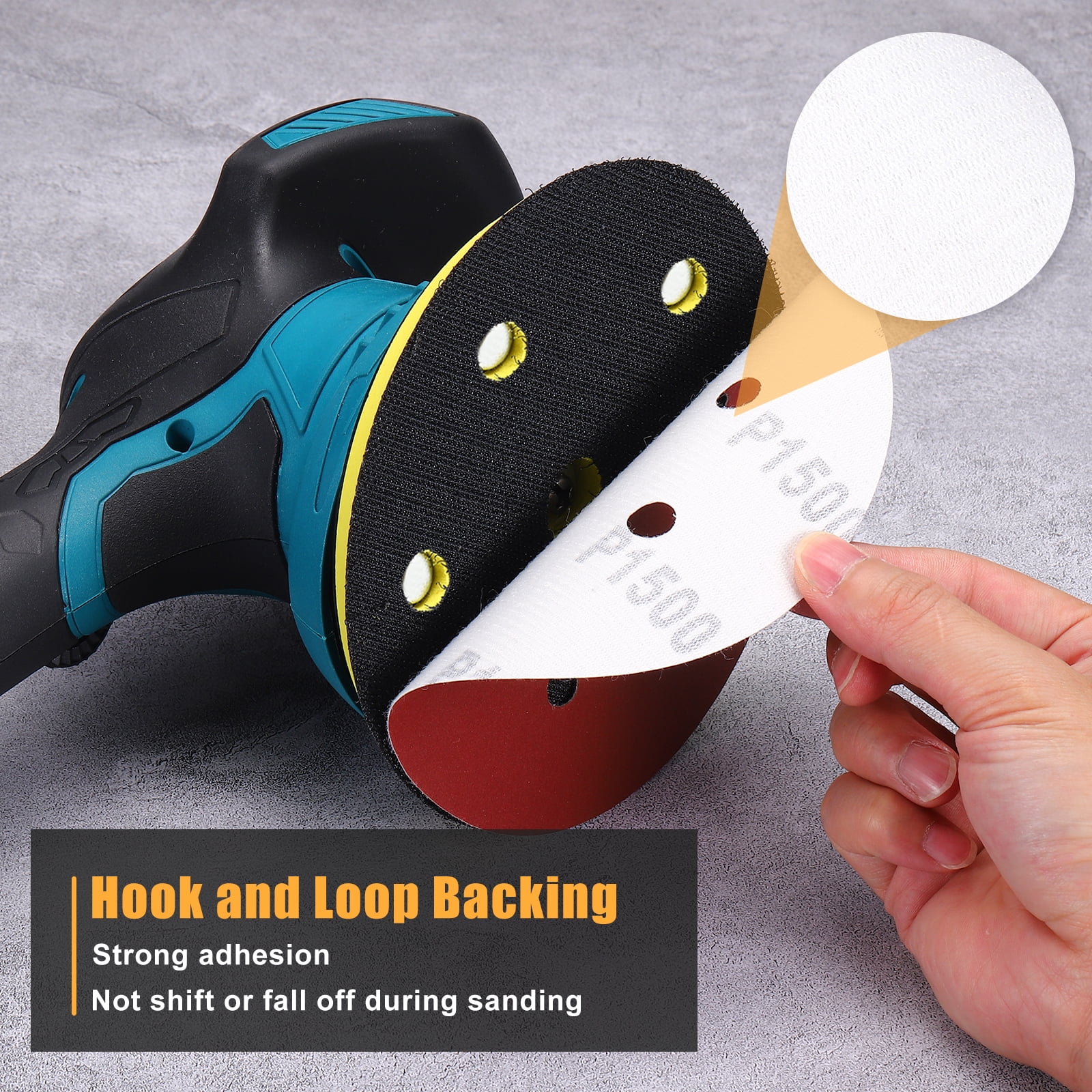 10 Pcs 9 Inch Sanding Disc 180 Grit Hook and Loop Sandpaper Random Orbital Sander Pads for Woodworking Automotive, Gold