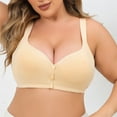 thumbnail image 2 of Gvdentm Women's Front Closure Bras Plus Size Printing Gathered Underwire Unlined Back Support Plunge Seamless Bra(Light Yellow,52DE), 2 of 9