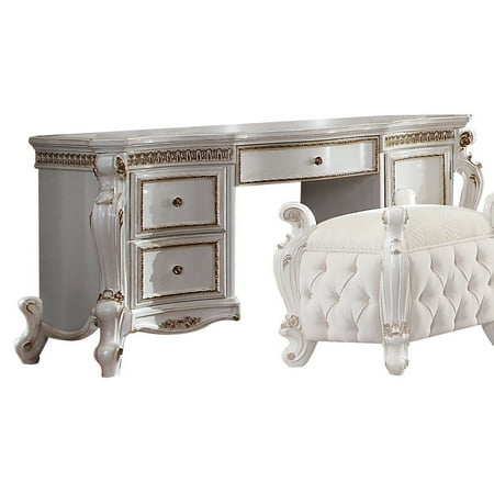Acme Picardy Vanity Desk With Antique Pearl Finish 27884 Walmart