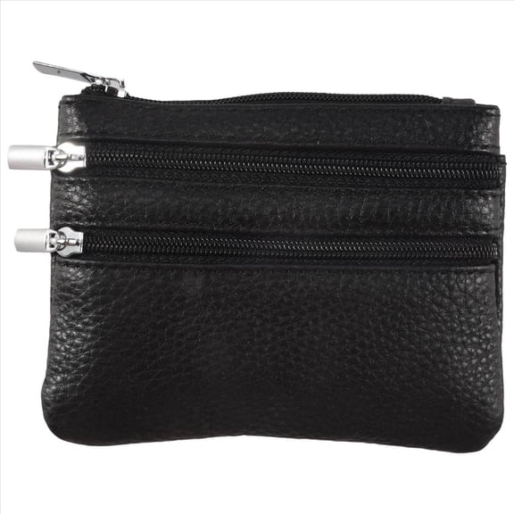 Leather Change Coin Purse with 4 Pockets and Keychain for Women Black,1 x Leather Change Coin Purse,Black