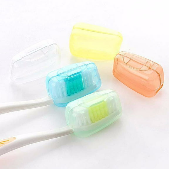 Toothbrush Covers, 5 Pack Travel Toothbrush Head Covers Toothbrush Protector Cap Brush Pod Case Protective Portable Plastic Clip for Household Travel, Camping, Bathroom, School, Business