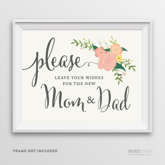 Leave Wishes For New Mom & Dad Floral Roses Baby Shower Party Signs