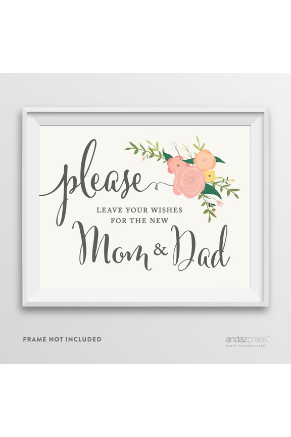 Leave Wishes For New Mom & Dad Floral Roses Baby Shower Party Signs
