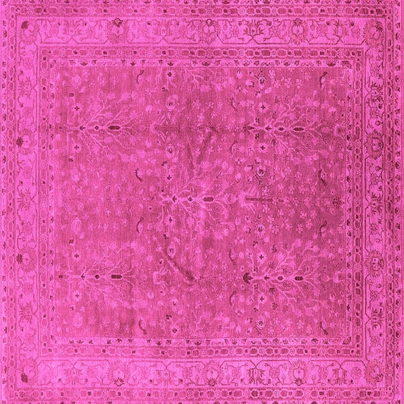 Ahgly Company Indoor Square Oriental Pink Industrial Area Rugs, 3' Square