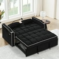 thumbnail image 4 of Dinosisco 4-in-1 Convertible Futon Sofa Bed, Loveseat Sleeper with Phone Stand, USB, Black Velvet, 4 of 10