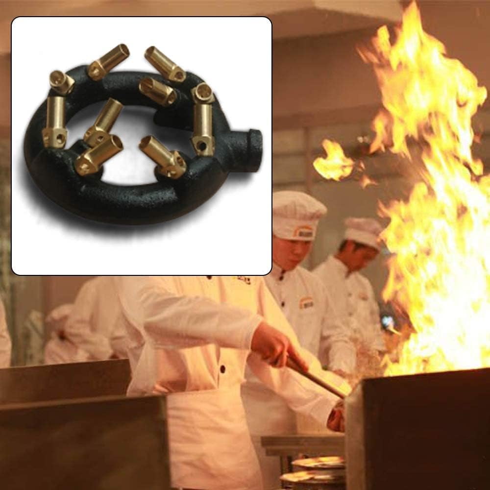 10 Tips Natural Gas Jet Burner, Cast Iron Body Round Nozzle Jet Burner for Chinese Wok Range, Grilling, Stir Fry, Up 80,000 BTU/HR, 3/8" G Pipe Inlet