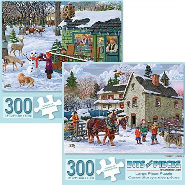 bits and pieces - set of two (2) 300 piece jigsaw puzzles for adults ...