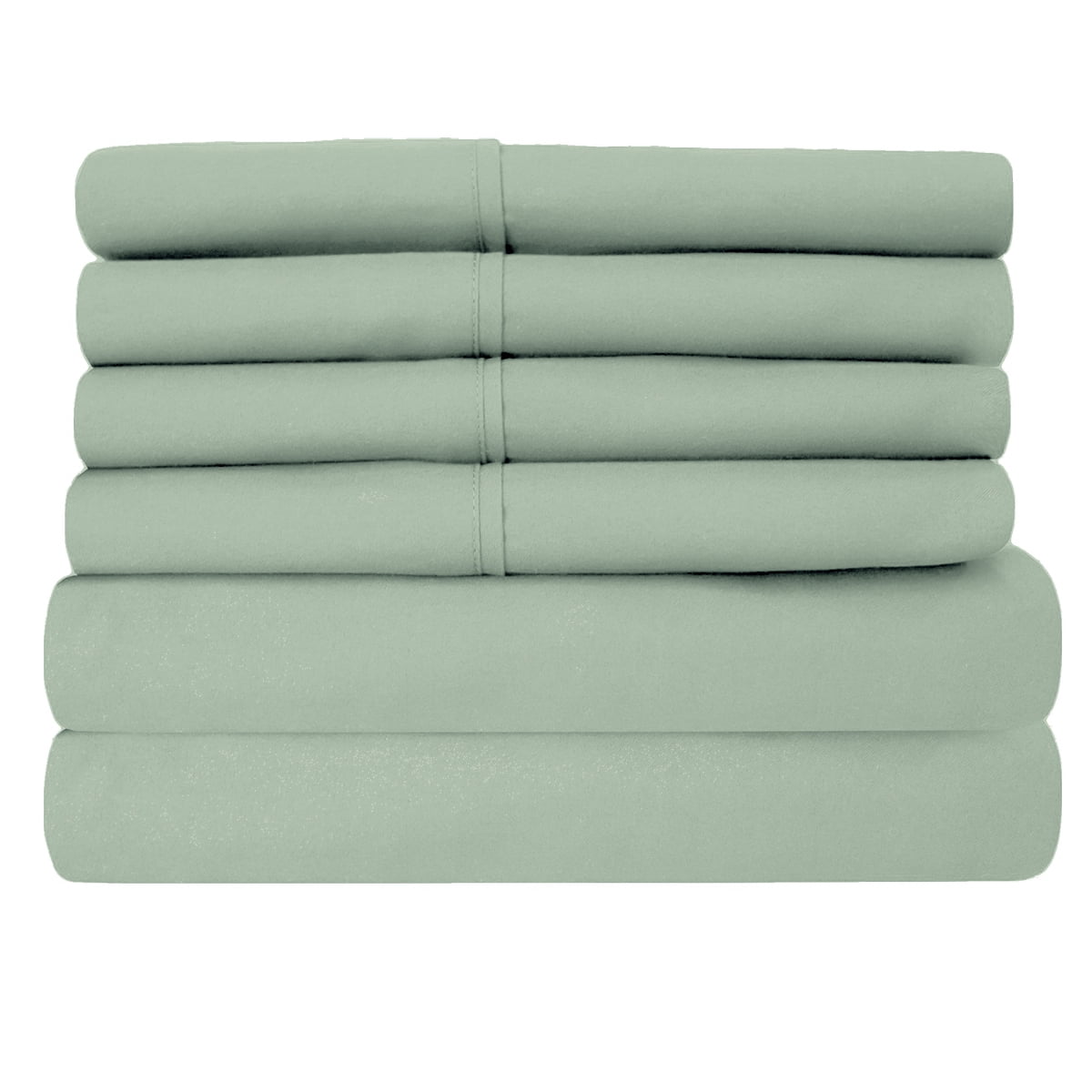 Luxury Home Super-Soft 1600 Series Double-Brushed 6 Pcs Bed Sheets Set (California King, Sage)