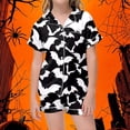 thumbnail image 2 of Halloween Pajamas Kids Size 2-3 Years Girls Holiday Nightwear Short Sleeve Top and Shorts Cozy Homewear Boys Pjs Black, 2 of 4