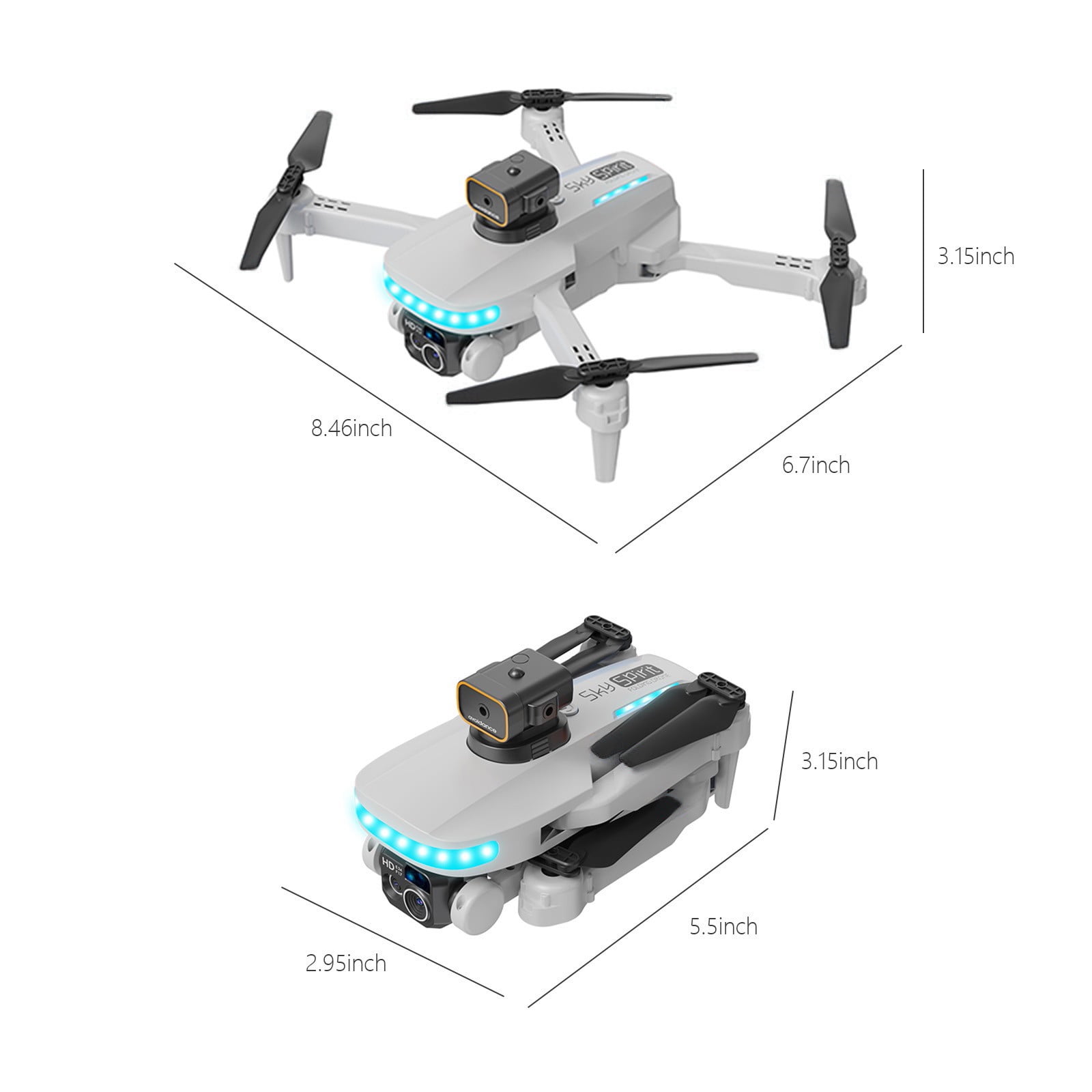 Drone with High-Definition Dual Camera, One Click Takeoff And Landing, 540°Intelligent Obstacle Avoidance Remote Control Toys Gifts for Adults