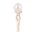 thumbnail image 3 of Angara Freshwater Cultured Pearl Criss Cross Shank Engagement Ring in 14K Rose Gold for Women | June Birthstone Jewelry for Her, 3 of 8