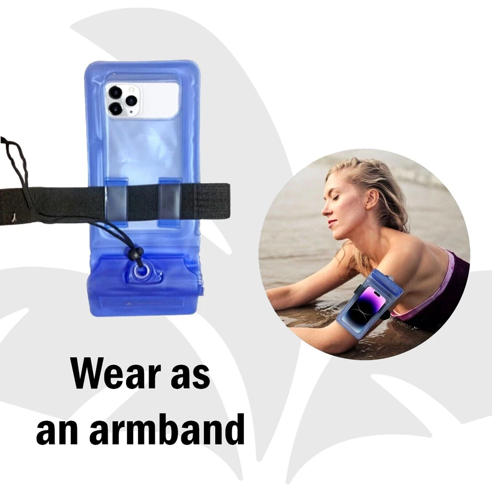 BUTTERFLY- 2 Pack Waterproof Phone Pouch Dry Bag Swimming Armband Holder Case Cover Large