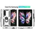 thumbnail image 2 of Dteck for Samsung Galaxy Z Fold 3 Case with Built in Metal Plate on Back Stand Ring [Kickstand Feature] Magnet Leather Phone Cover for Men 2021 (Silver), 2 of 8