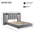 thumbnail image 3 of Noble House 46" High Headboard Bed, Queen Size Platform Bed Frame,Grey, 3 of 10